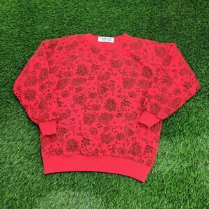 Vintage 80s Flower Roses Sweatshirt Womens Large 20x23 AOP